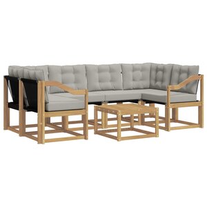 vidaXL Ensemble de canapés d'extérieur 7 Pièces Blanc et gris clair