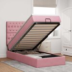 vidaXL Cadre de lit ottoman avec matelas rose 90x200 cm velours