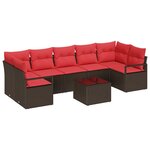 vidaXL Ensemble de Canapés 8 Pièces Marron et rouge polyrotin