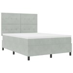 Lit Box Spring vidaXL avec matelas Gris clair 140x200 cm Velours