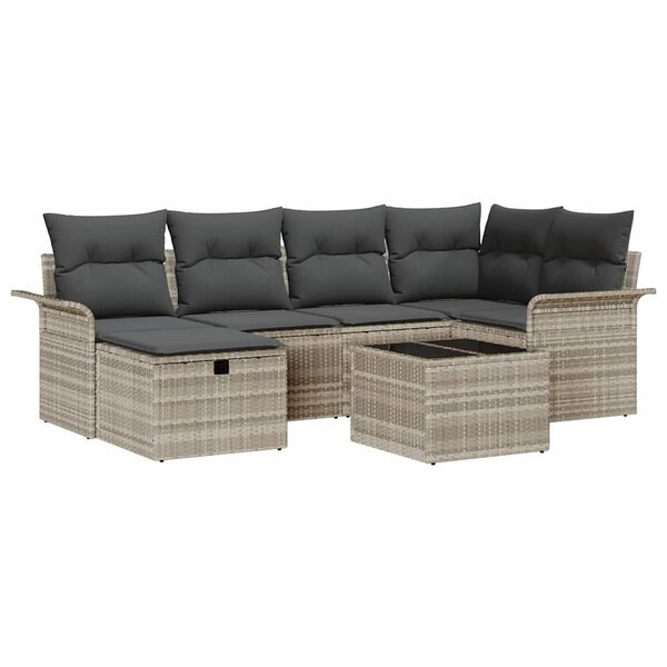 vidaXL Ensemble de canapé de jardin avec coussin 7 Pièces Gris clair