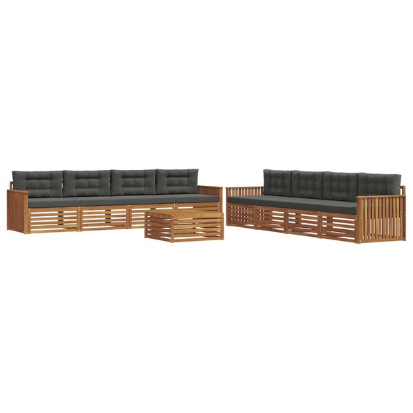 vidaXL Ensemble de canapés d'extérieur 9 pc Naturel et Anthracite
