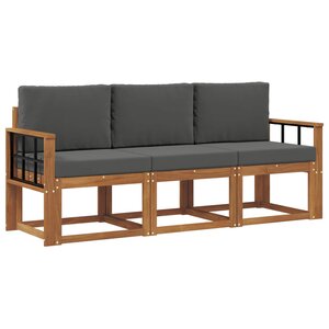 vidaXL Ensemble de canapés d'extérieur 3 pc Naturel et Anthracite