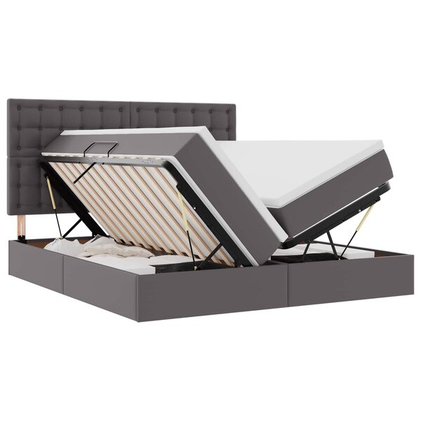 vidaXL Lit avec rangement et LED Gris 180 x 200 cm Simili cuir