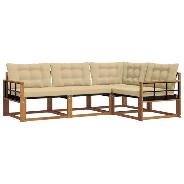 vidaXL Ensemble de canapés d'extérieur 4 pc Naturel et Beige