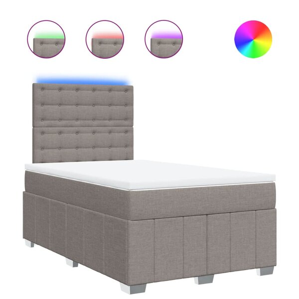 vidaXL Sommier à lattes de lit avec matelas Taupe 120x200 cm Tissu