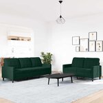 vidaXL Ensemble de canapés 2 Pièces avec coussins Vert foncé Velours