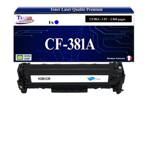 T3AZUR -Toner compatible avec CF381A 312X pour HP LaserJet Pro 400 color MFP M476dn M476dw M476nw - Cyan