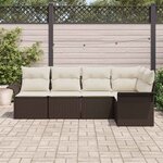 vidaXL Ensemble de canapé de jardin 5 Pièces Marron polyrotin