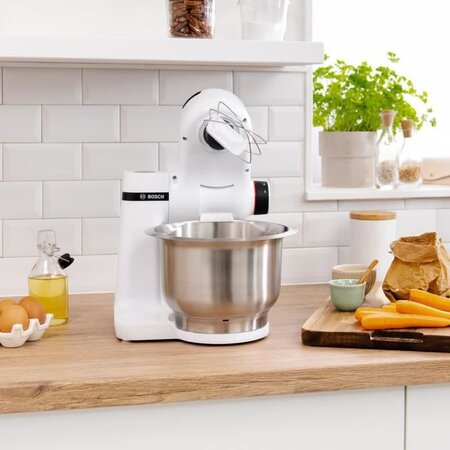 Robot de cuisine bosch kitchen machine serie 2 - noir et argent - 900 w - 7 vitesses + turbo - bol mélangeur inox 3 8 l