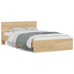 vidaXL Cadre de lit avec tête de lit et LED chêne sonoma 120x190 cm
