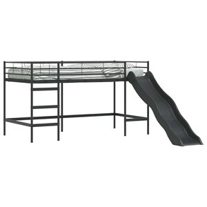 vidaXL Lit superposé pour enfants avec toboggan Noir et anthracite