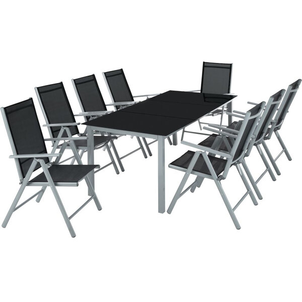 Salon de jardin aluminium 8 places gris clair 2108043/2