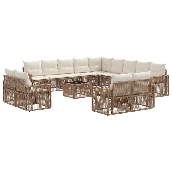 vidaXL Ensemble de canapé de jardin 14 Pièces Beige et blanc crème
