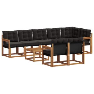 vidaXL Ensemble de canapés d'extérieur 9 Pièces Naturel et Noir