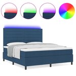 vidaXL Lit avec sommier avec matelas & LED Bleu 140x200 cm Tissu