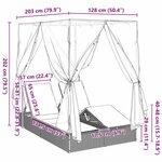 vidaXL Chaiselongue double avec toit et rideaux avec des rideaux Réglable Noir