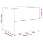 Armoire de nuit vidaXL avec LED montée au mur en vieux bois 50x39x41 cm