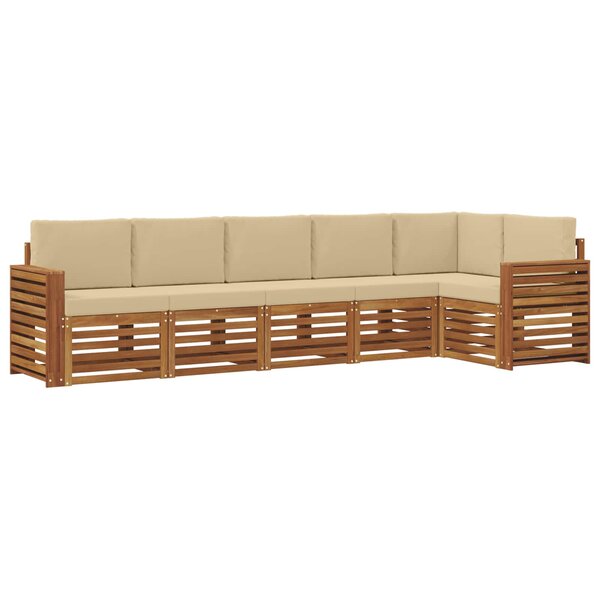 vidaXL Ensemble de canapés d'extérieur 6 pc Naturel et Beige Polyester