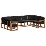 vidaXL Ensemble de canapés d'extérieur 9 pc Naturel et Noir