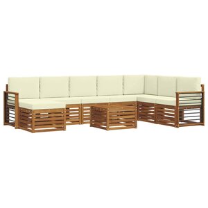 vidaXL Ensemble de canapés d'extérieur 9 Pièces Naturel et Crème