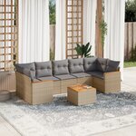 vidaXL Salon de jardin avec coussins 8 Pièces beige résine tressée