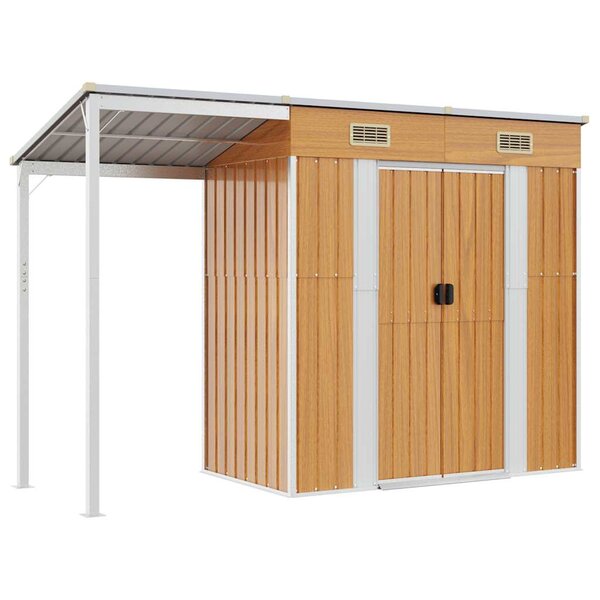 vidaXL Abri de jardin avec toit prolongé marron clair 277x107x181 cm