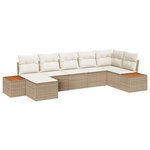 vidaXL Ensemble de canapé de jardin avec coussin 7 Pièces beige et crème