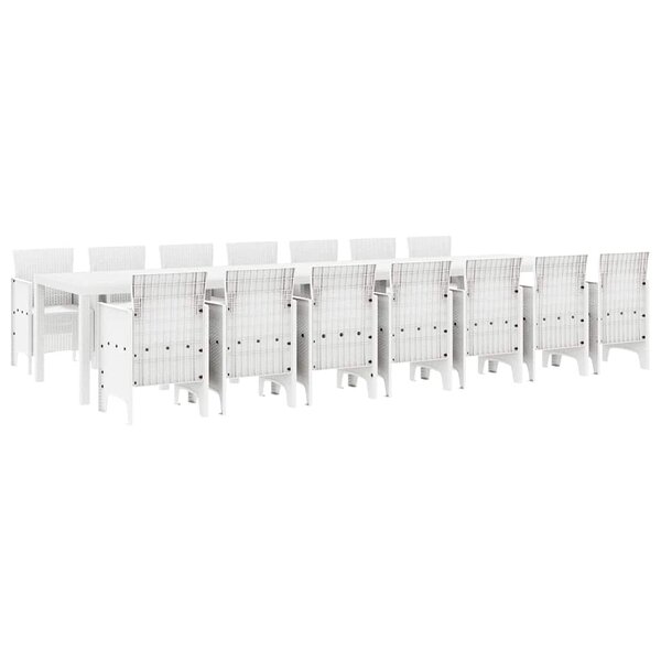 vidaXL Ensemble de salle à manger pour jardin 15 Pièces Blanc Rattan Polt