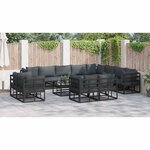 vidaXL Ensemble de canapé de jardin avec coussin 12 Pièces Noir Aluminium