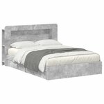 vidaXL Cadre de lit avec rangement avec tiroir Gris béton 150 x 200 cm