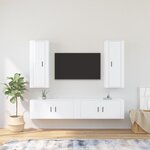 vidaXL Ensemble de meubles TV 4 Pièces Blanc brillant Bois d'ingénierie
