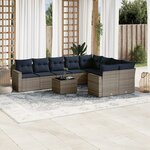 vidaXL Salon de jardin 10 Pièces avec coussins gris résine tressée