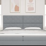vidaXL Tête de lit avec des lumières à LED Gris clair 200 cm tissu