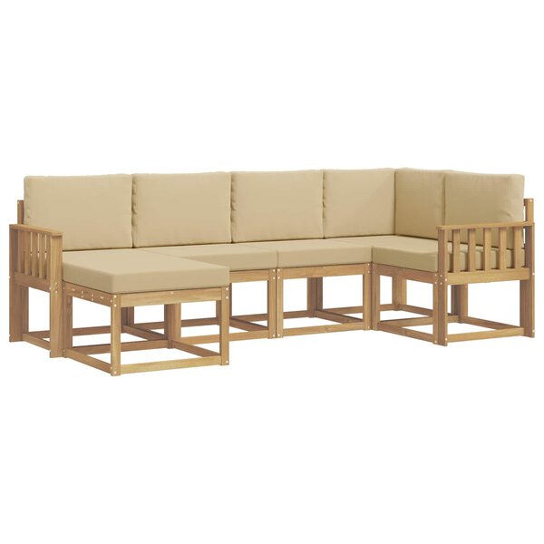 vidaXL Ensemble de canapés d'extérieur 6 pc Blanc et Beige Polyester