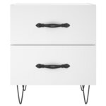 vidaXL Tables de chevet 2 Pièces blanc 40x35x47 5 cm bois d’ingénierie