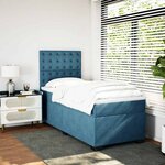 vidaXL Sommier à lattes de lit avec matelas bleu 80x200 cm velours