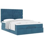 vidaXL Cadre de lit ottoman avec matelas bleu foncé 140x200 cm velours