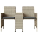 vidaXL Canapé de jardin 2 places avec table tabourets gris clair rotin