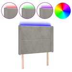 vidaXL Tête de lit à LED Gris clair 93x16x118/128 cm Velours