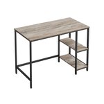 Bureau table informatique table d’étude avec étagère à 2 niveaux à gauche ou à droite pour bureau salon cadre en métal style industriel gris 12_0004663