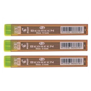 Etui de 12 mines qualité très résistante 0 5 mm Begreen HB x 3 PILOT