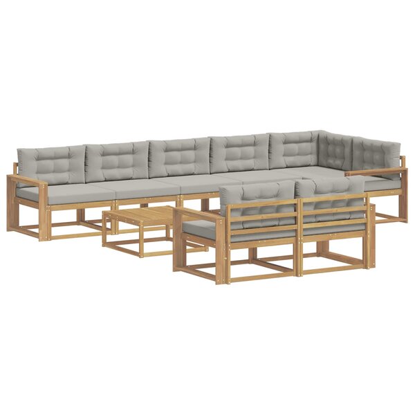 vidaXL Ensemble de canapés d'extérieur 9 Pièces Blanc et gris clair