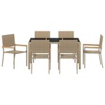 vidaXL Ensemble de salle à manger pour jardin 7 Pièces Beige