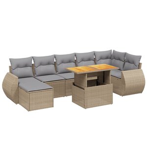 vidaXL Salon de jardin avec coussins 8 Pièces beige résine tressée