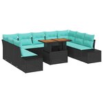 vidaXL Ensemble de canapé de jardin 10 Pièces Noir et Sarcelle