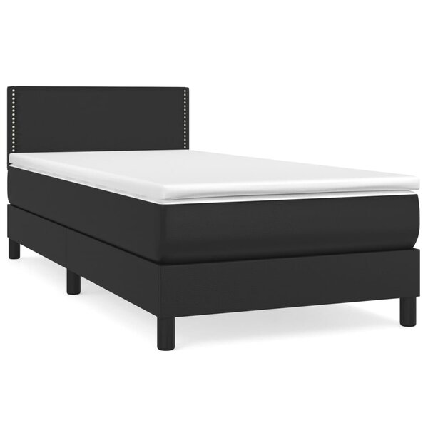 vidaXL Sommier à lattes de lit avec matelas Noir 80x200cm Similicuir