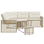 vidaXL Canapé de jardin et coussins et repose-pied en forme de L rotin