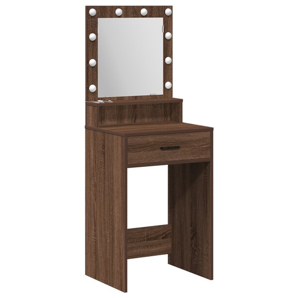 Coiffeuse vidaXL avec éclairage LED en chêne brun 50x41x135 cm