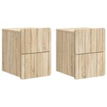 vidaXL Cabinet de chevet mural 2 Pièces Chêne Sonoma 33 x 34 5 x 43 cm